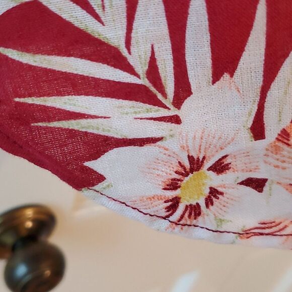 LINEN COTTON HAWAII ALOHA SHIRT MEN'S XXL MAROON WHITE BLUE LONG SLEEVE TROPICAL - Picture 7 of 9